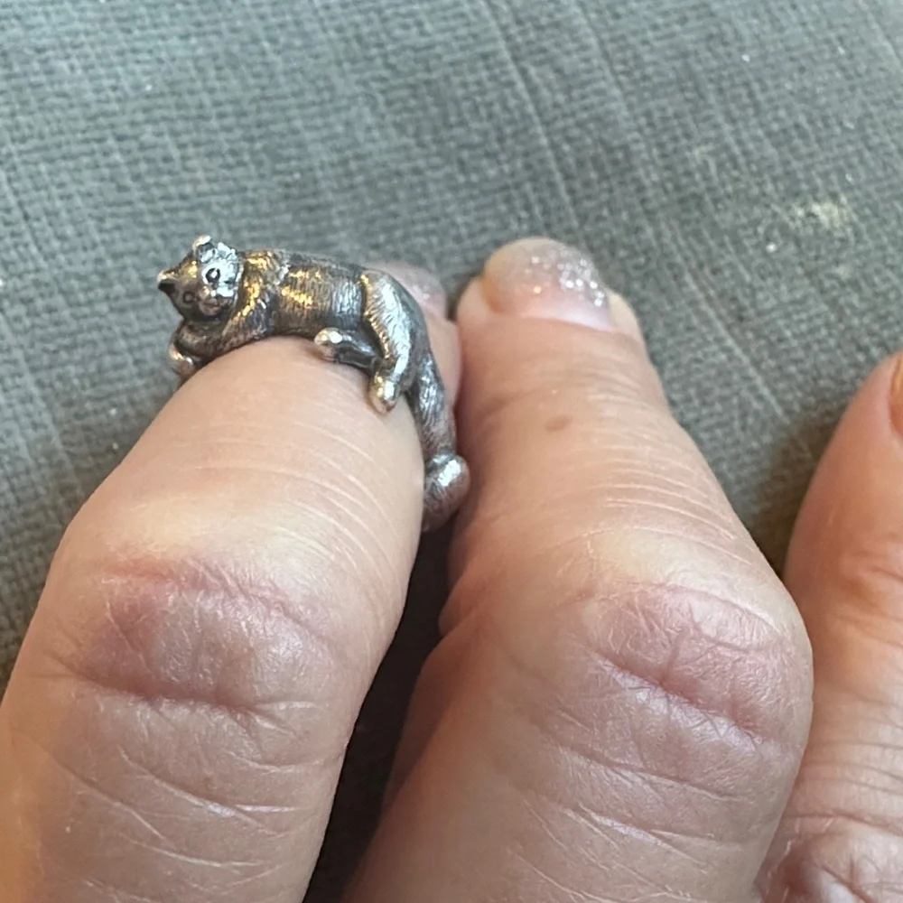 RARE James Avery Retired Cat Ring 925 Sterling Silver Animal Wrap Ring